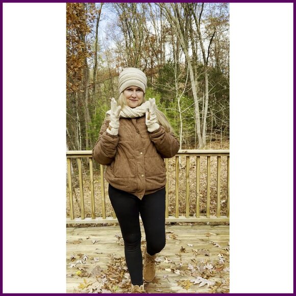 Fleece Lined Winter Set Beanie Scarf Gloves Headband 4-Piece - Picture 7 of 7